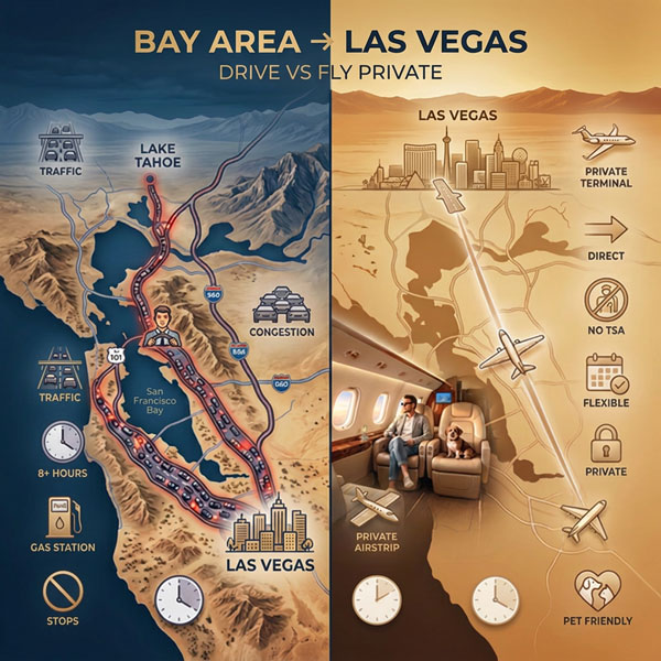 San Jose to Lake Tahoe Private Charter Flights vs driving